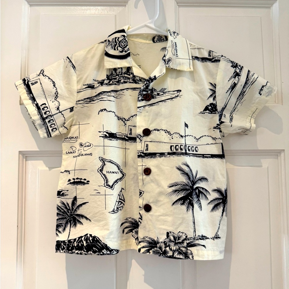 Kids Hawaiian Print Button Down Shirt